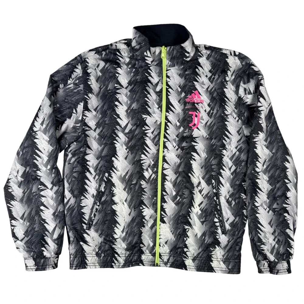 Adidas Juventus Reversible Anthem Jacket Mens Medium Black Pink HS9808 Excellent